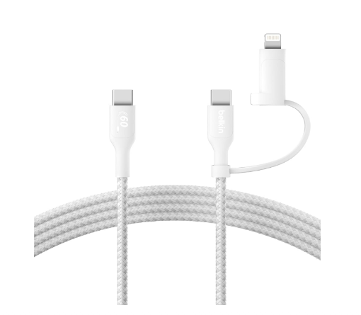 Belkin BSTCRPRO 2-in-1 USB-C Charging Cable (USB-C & Lightning) — White